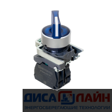 MTB4-BK36711 Переключатель на 3 положения с фиксацией и подсветкой, синий, 1NO, 24V AC/DC, IP65, металл